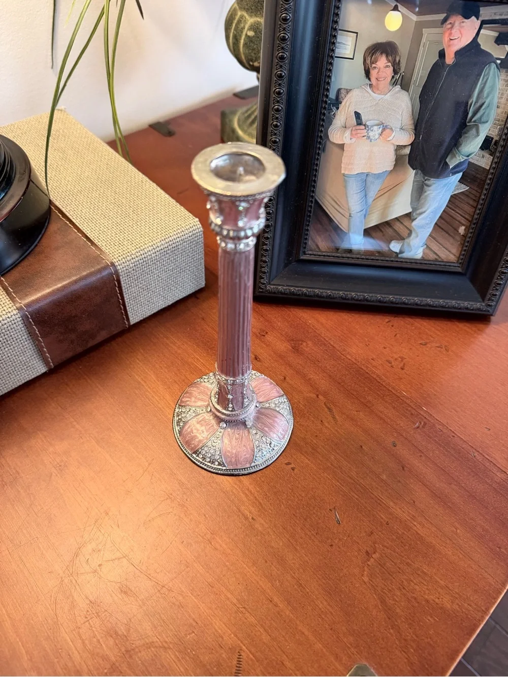Elegant Pink Decorative Candlestick - Unbranded